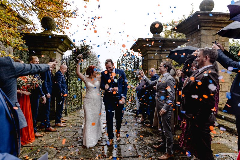 Sarah Bruce Photography Hooton Pagnell Hall Wedding day confetti image